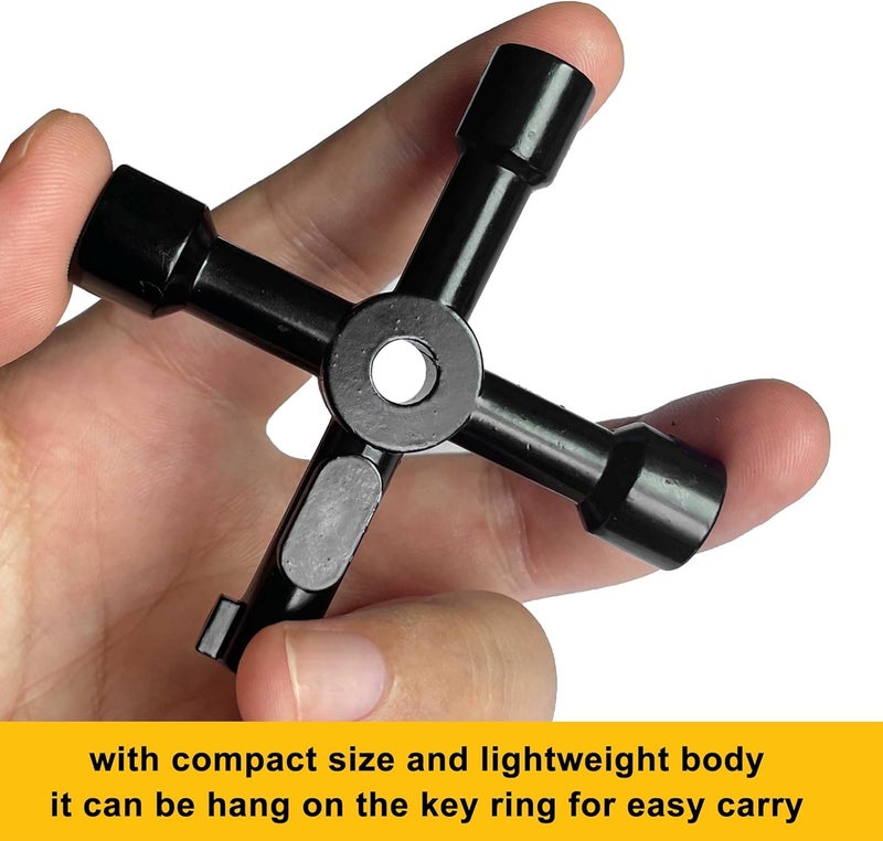 Hanpex 4 in 1 Meter Box Key Gas Key Utility Key, for mail box, elevator, electrical cupboard box, train door, water meter valve, 2-Pack - Image 3